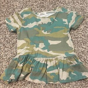 Crewcuts Green Camouflage Peplum Tee